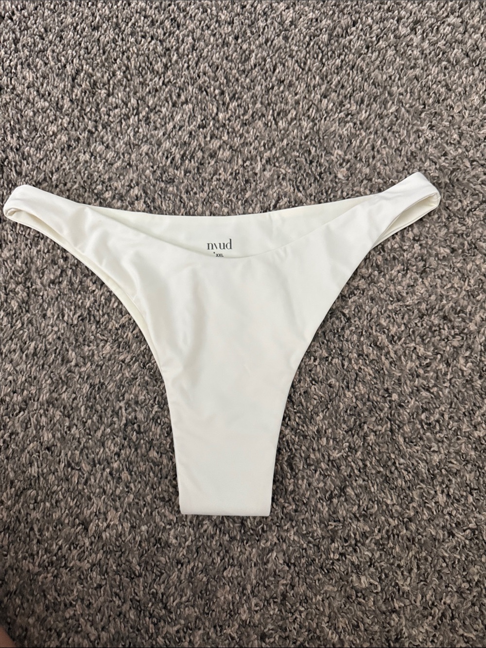 Nuud White Minimal High-Cut Bikini Bottom